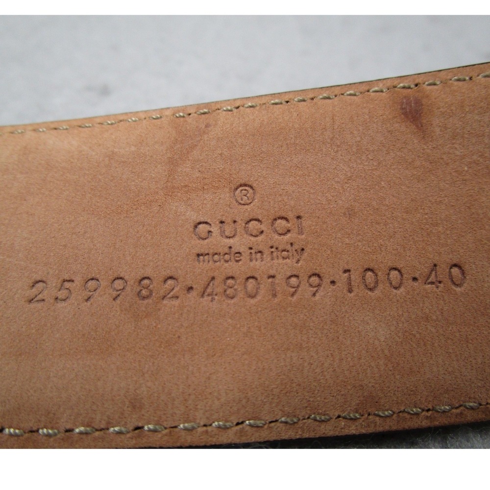 Gucci GG Supreme Canvas Interlocking G Buckle Belt Brown Leather 259982 100-40 - Picture 3 of 9